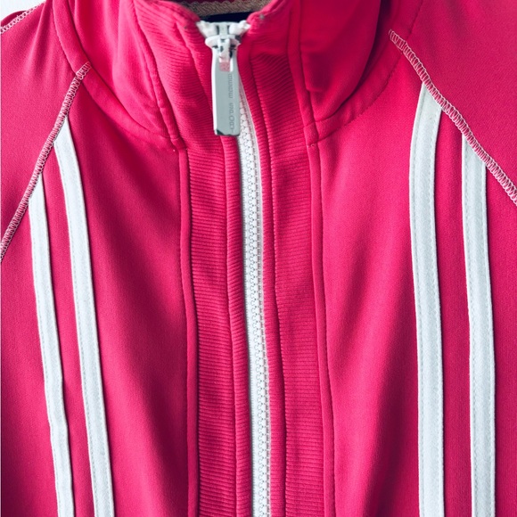 Y2K VTG BEBE Sport Track Jacket Coral Pink Stripe Full Zip Logo Women M USA Gym - Picture 6 of 12